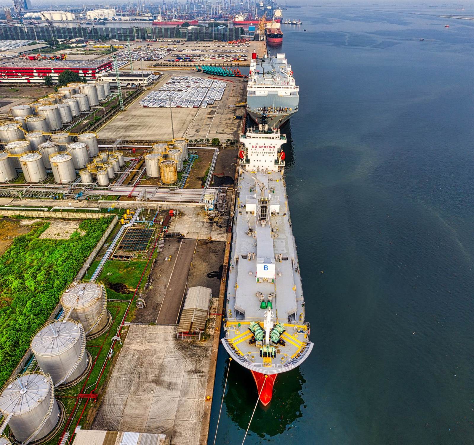 Tanker at a terminal.